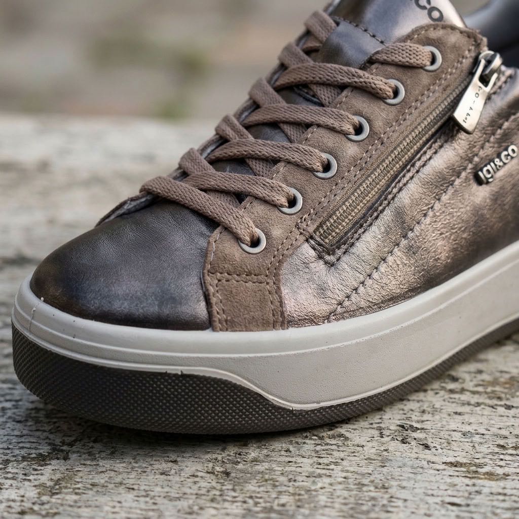 IGI &amp; CO Ava - Sneakers à semelle compensée en cuir Femme bronze Photo 5