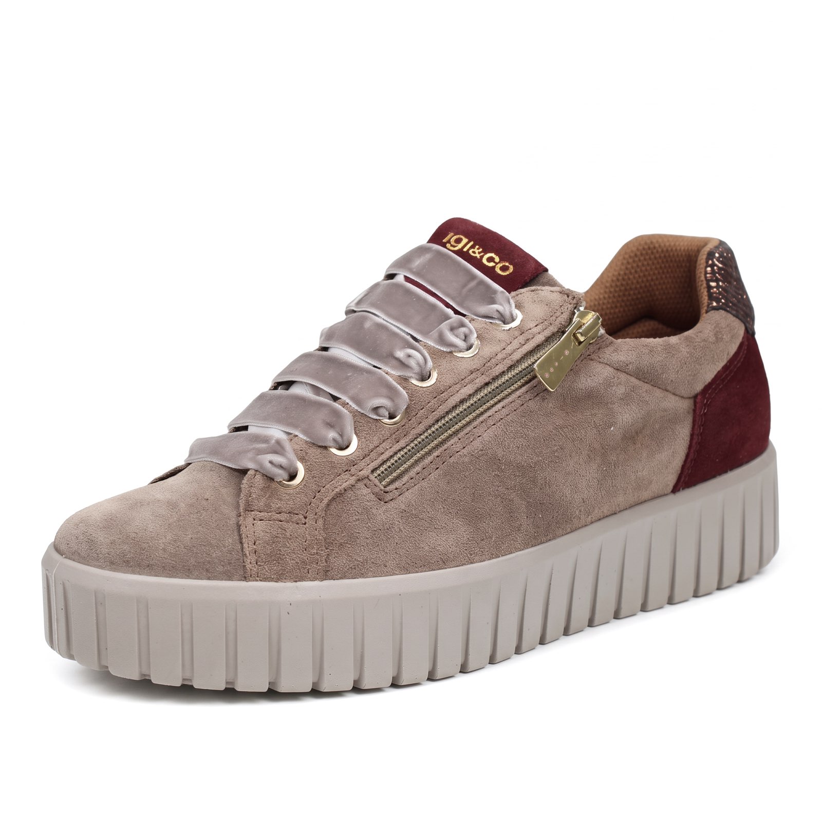 IGI & CO Ares - Sneakers à semelle surélevée en daim Femme sable