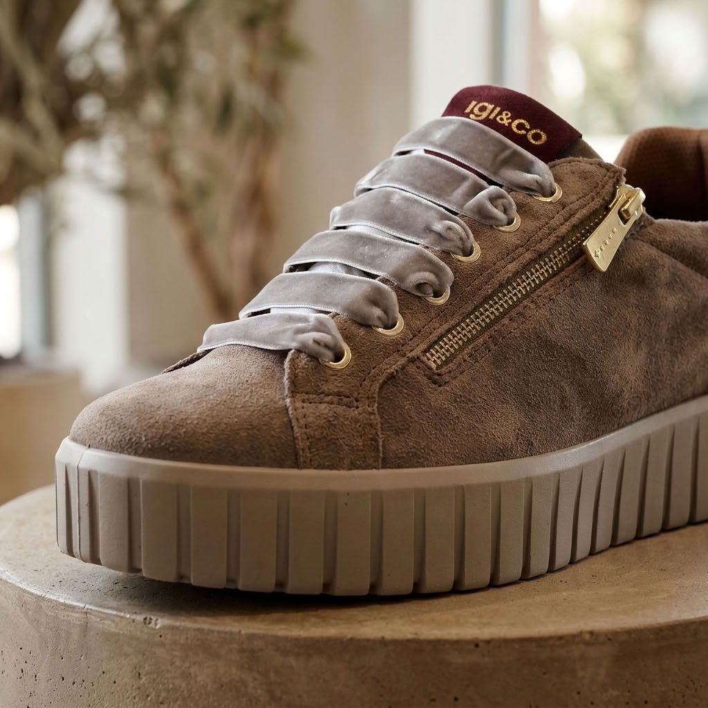IGI &amp; CO Ares - Sneakers à semelle surélevée en daim Femme sable Photo 5