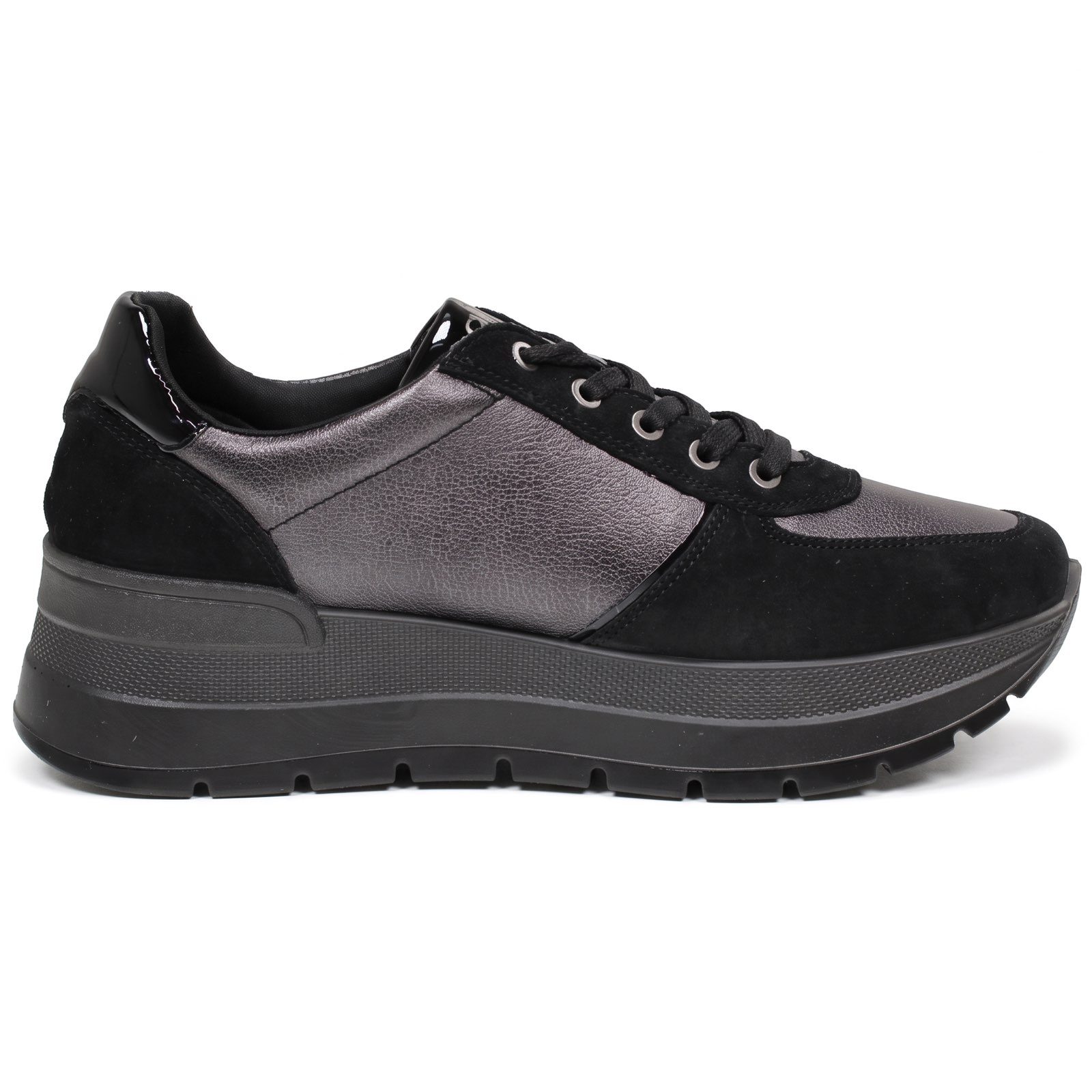 IGI &amp; CO Kola - Sneakers à semelles compensées en cuir Femme noir Photo 3