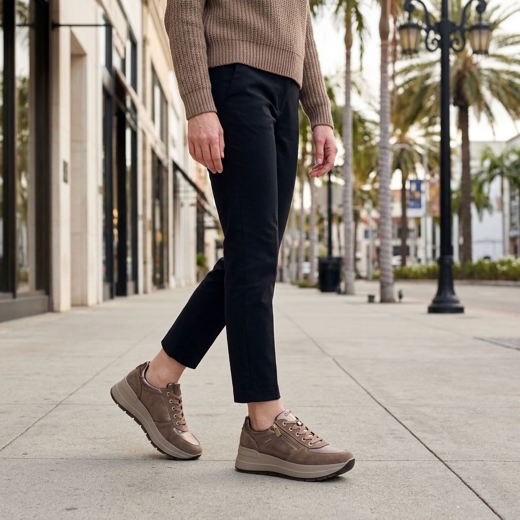 IGI &amp; CO Kola - Sneakers à semelles compensées en cuir Femme sable Photo 2