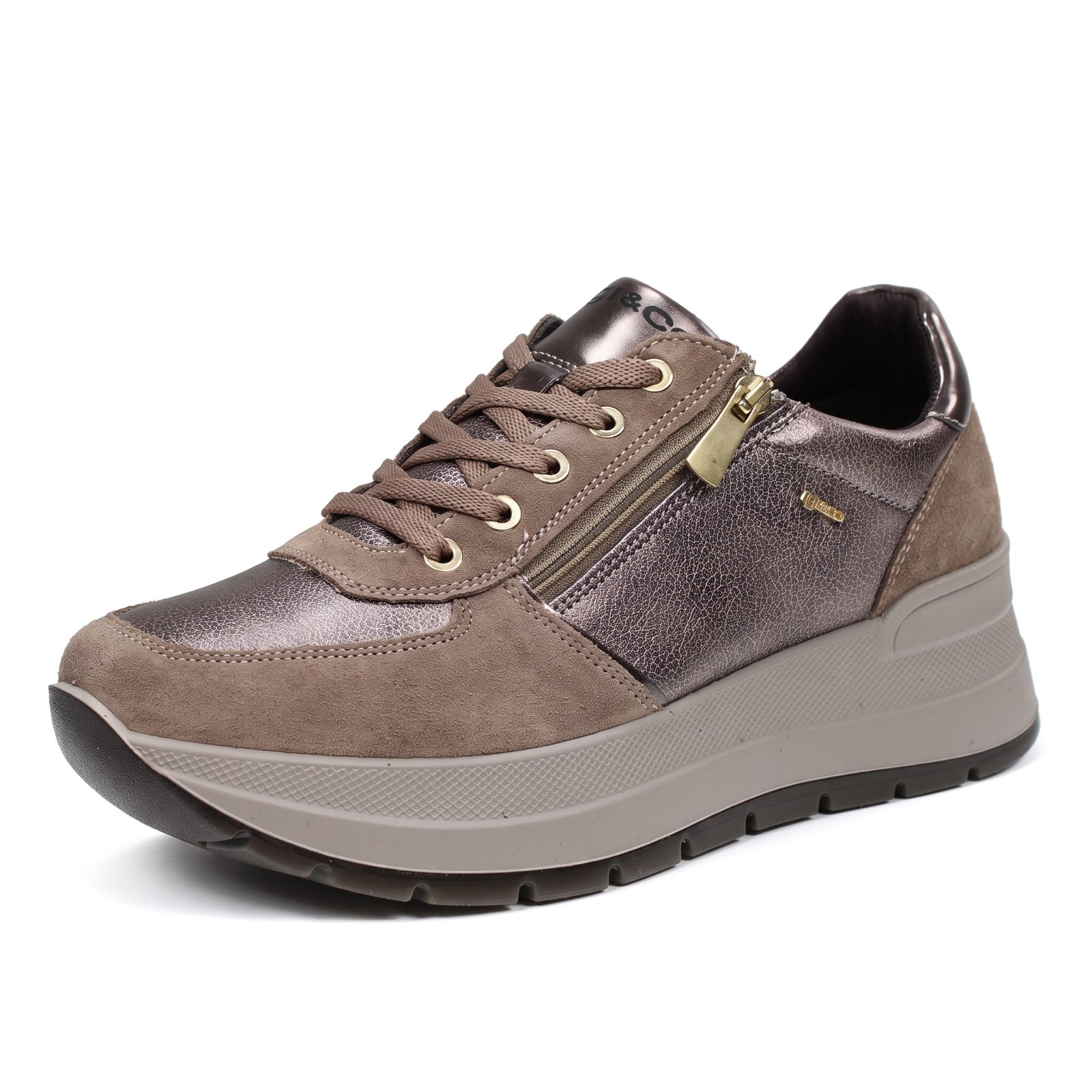 IGI & CO Kola - Sneakers à semelles compensées en cuir Femme sable