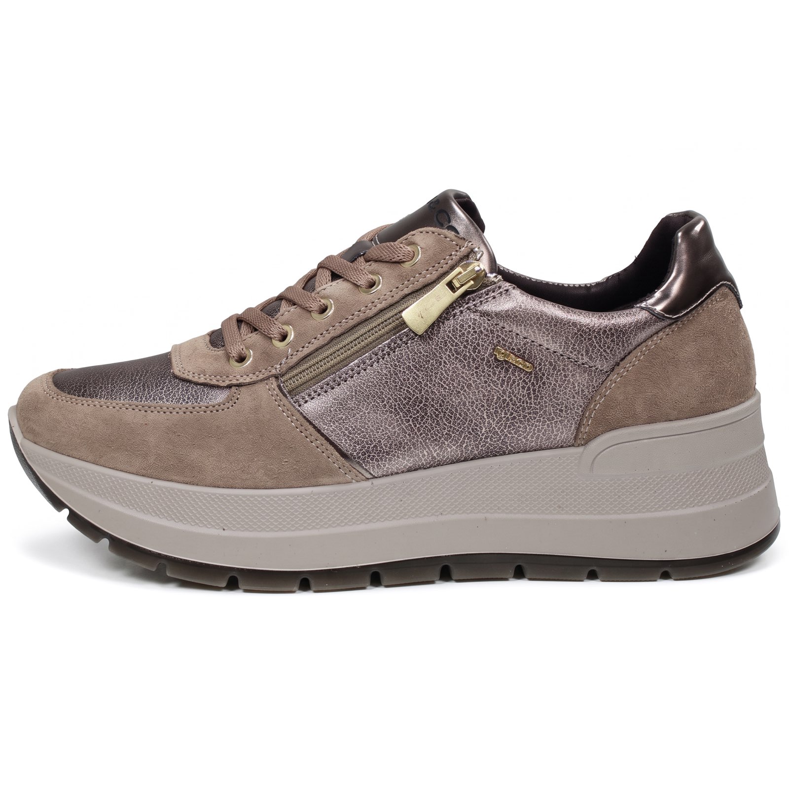 IGI &amp; CO Kola - Sneakers à semelles compensées en cuir Femme sable Photo 4