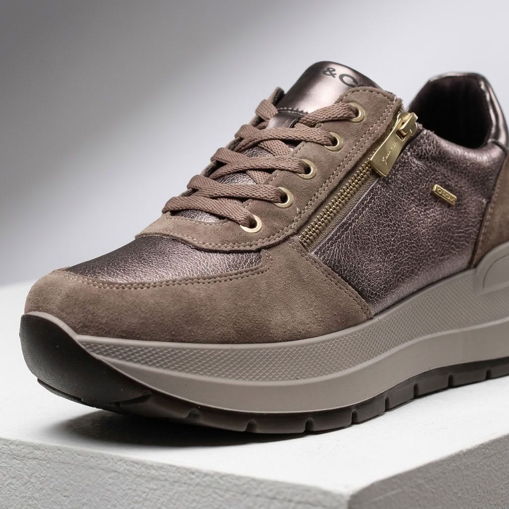 IGI &amp; CO Kola - Sneakers à semelles compensées en cuir Femme sable Photo 5