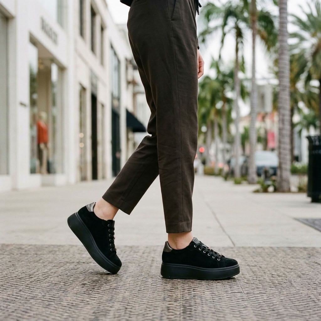 IGI &amp; CO Ally - Sneakers en daim à talon compensé Femme noir Photo 2