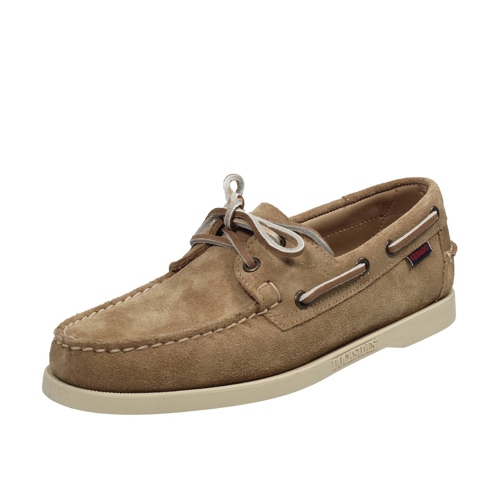Sebago Docksides Portland Flesh Out - Vela In Suede Beige - Uomo Scarpe - Foto 4 di 4