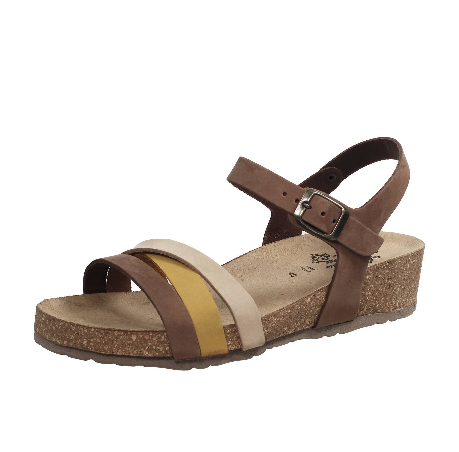 MISS DESIRE Wedge Leather Sandals Woman multicolor