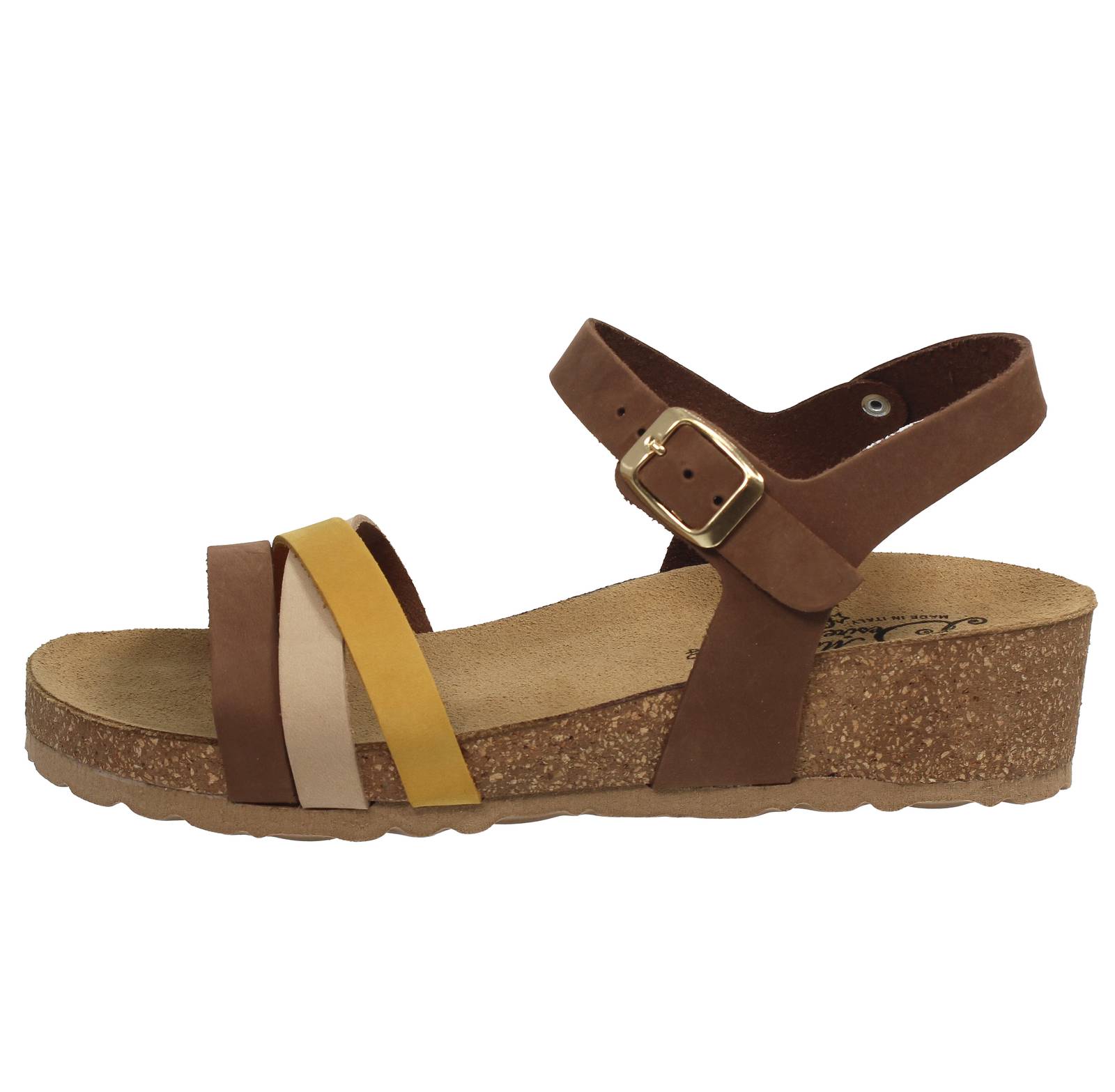MISS DESIRE Wedge Leather Sandals Woman multicolor Photo 3