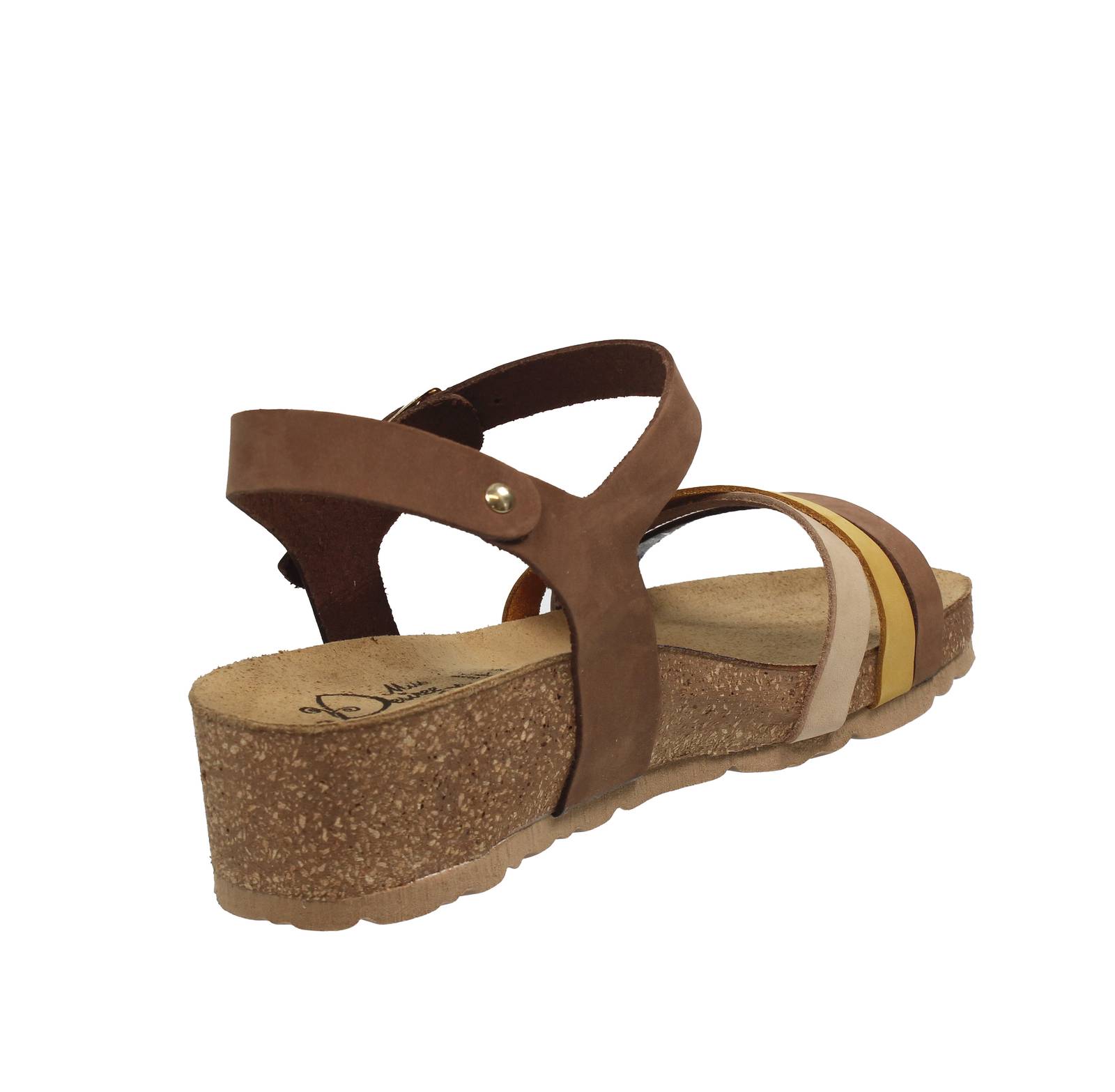 MISS DESIRE Wedge Leather Sandals Woman multicolor Photo 4