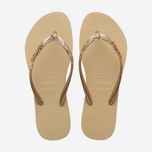 Havajanas Slim Glitter Ii Beige - Größe 35-36 Damenschuhe Pantoletten Zehentrenner