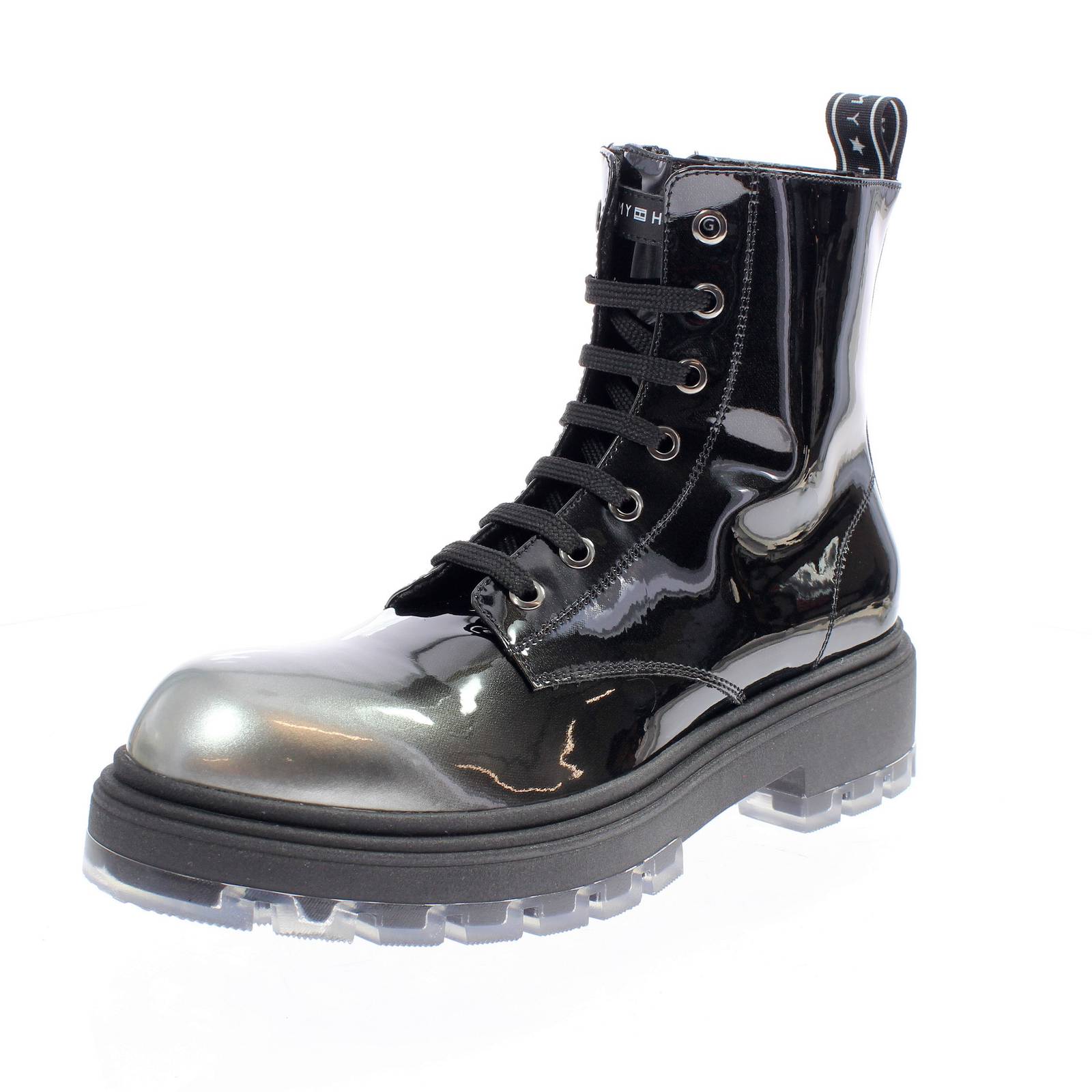 TOMMY HILFIGER Schattierte Lackleder-Amphibien Damen grau