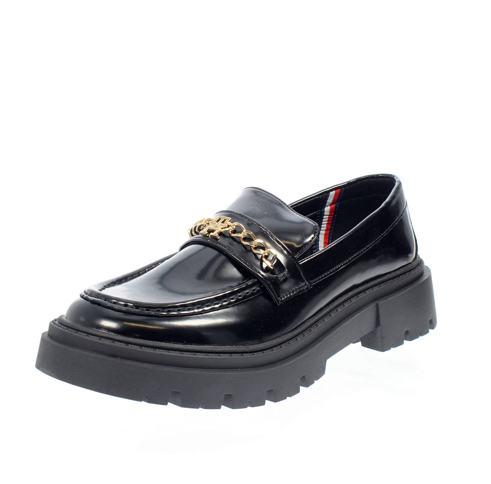 TOMMY HILFIGER Carrarmato Mokassins aus Lackleder Damen schwarz