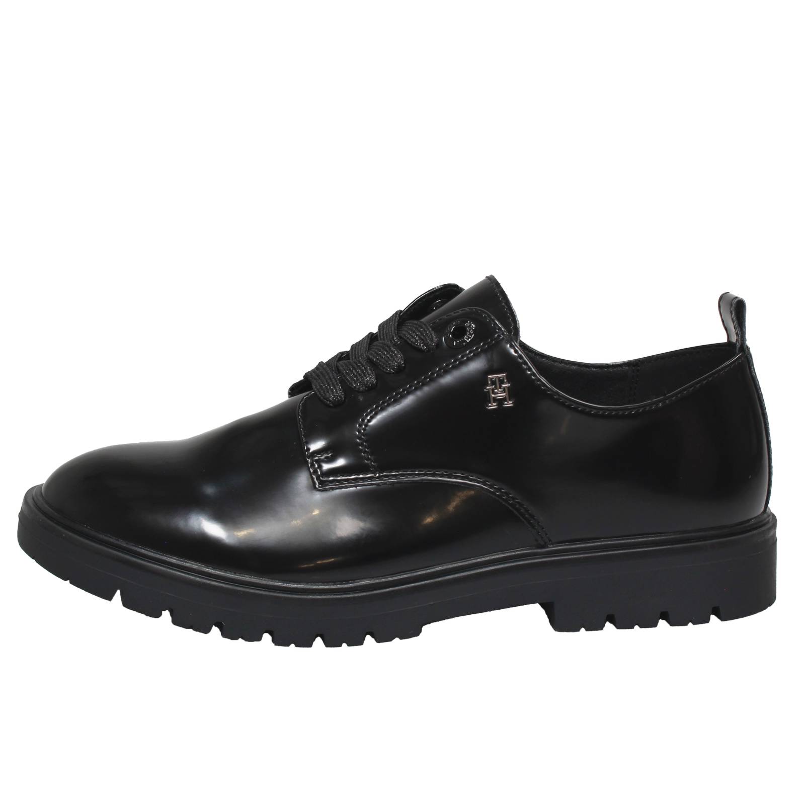 TOMMY HILFIGER Carrarmato lace-ups in patent leather Woman black Photo 3