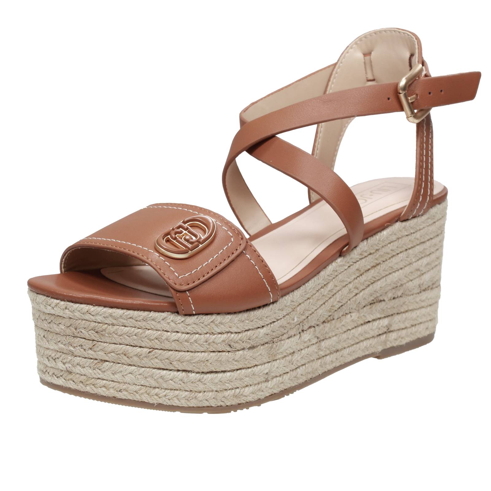 LIU JO Bali 01 - Sandales en cuir à semelle compensée Femme marron