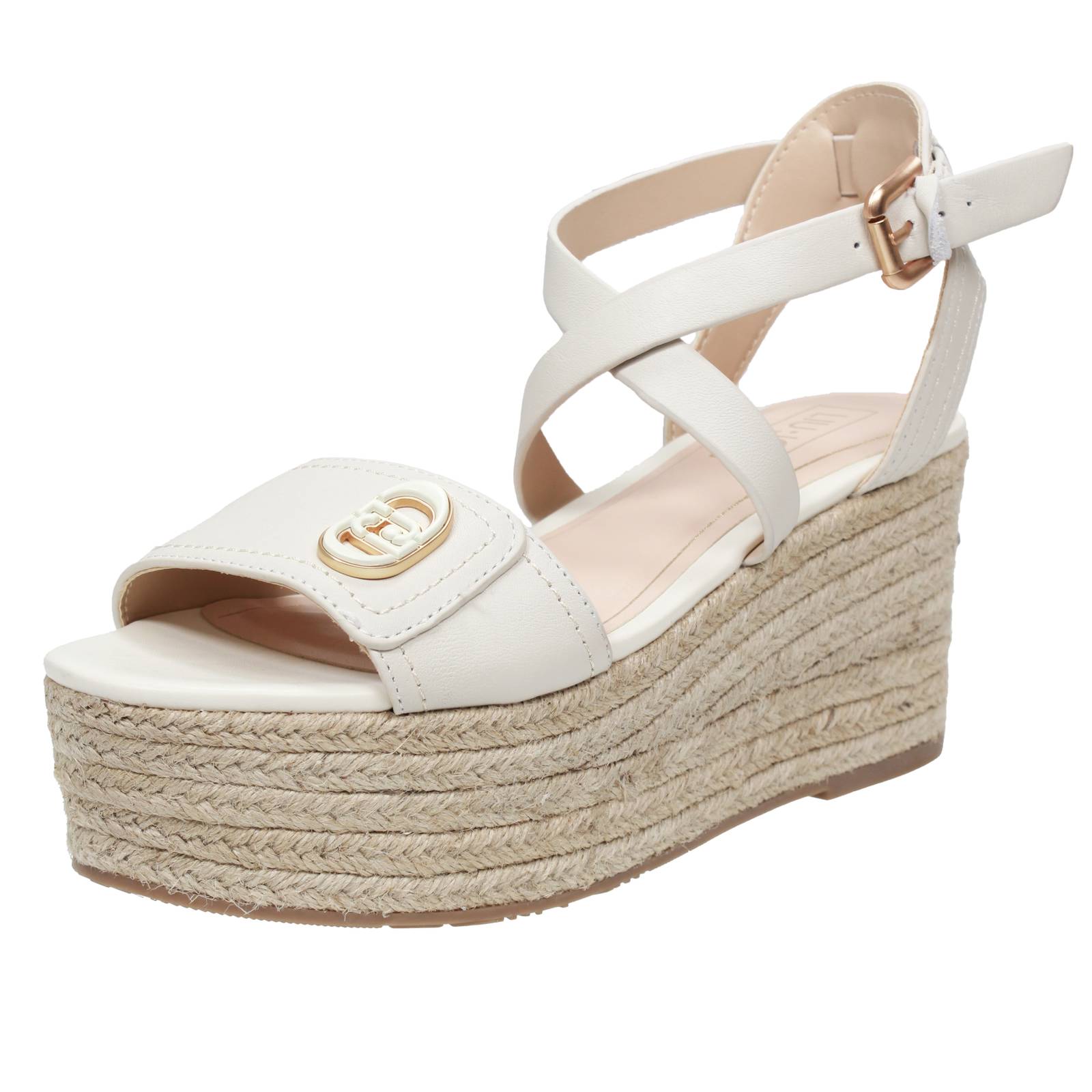 LIU JO Bali 01 - Sandales en cuir à semelle compensée Femme blanc