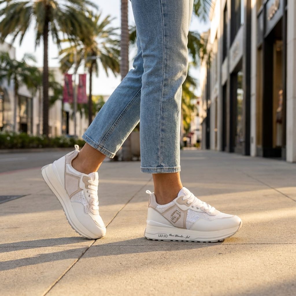 LIU JO Maxi Wonder 01 - Sneakers platform in Pelle Donna bianco Foto 2