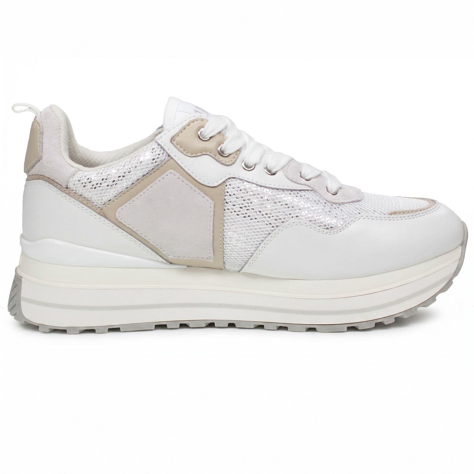 LIU JO Maxi Wonder 01 - Sneakers platform in Pelle Donna bianco Foto 3