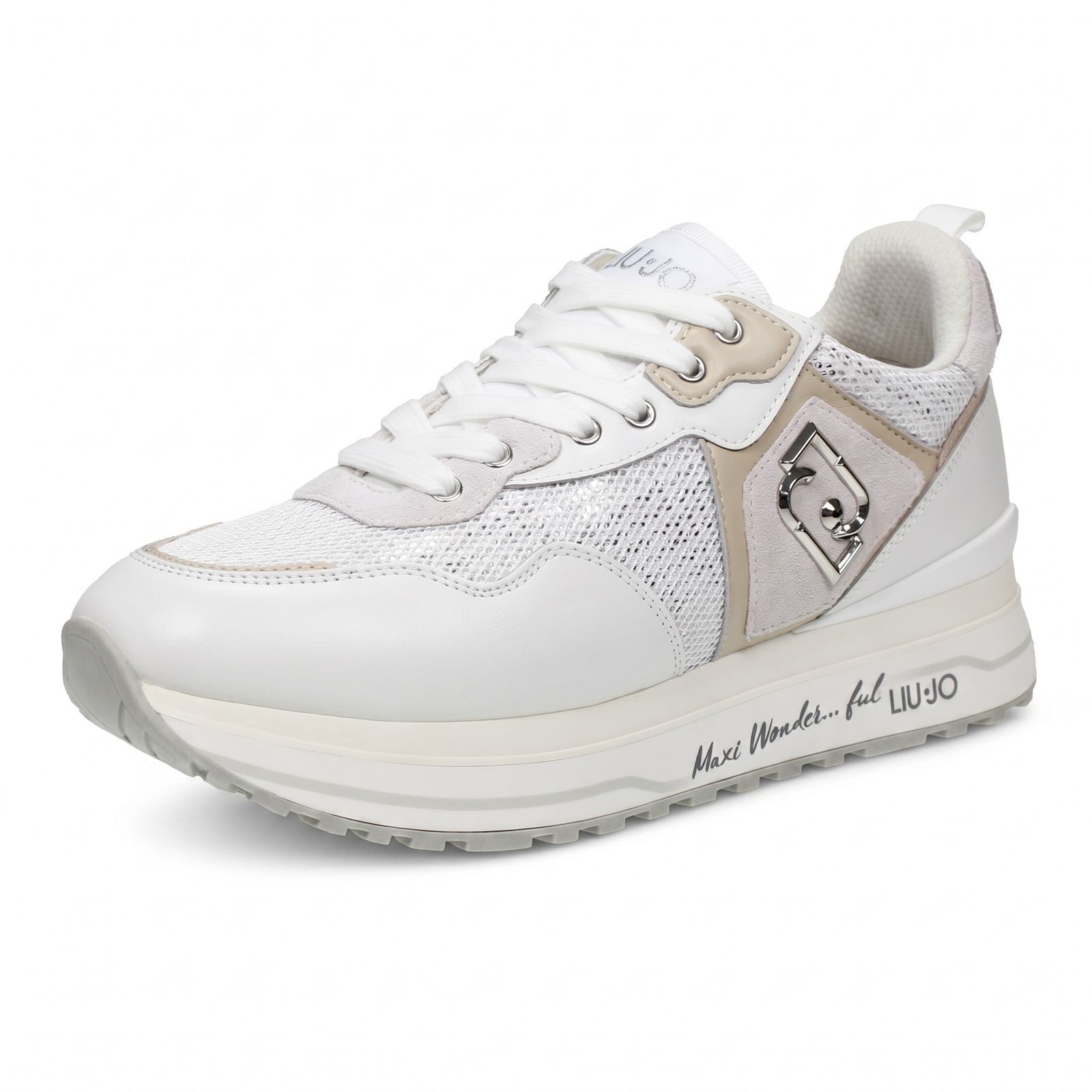 LIU JO Maxi Wonder 01 - Sneakers à plateforme en cuir Femme blanc