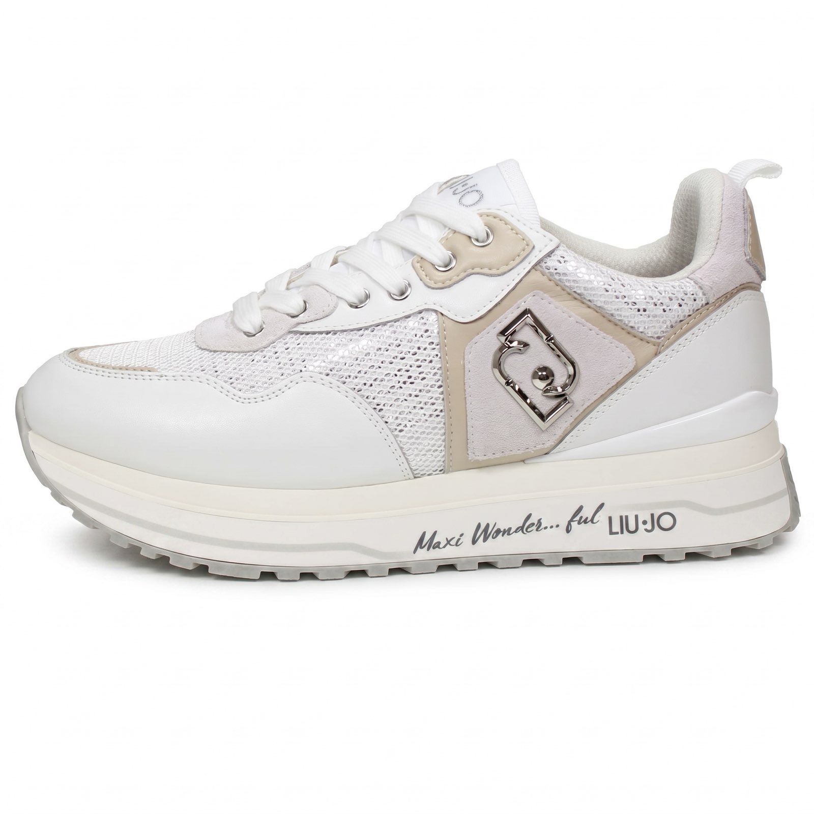 LIU JO Maxi Wonder 01 - Sneakers platform in Pelle Donna bianco Foto 4