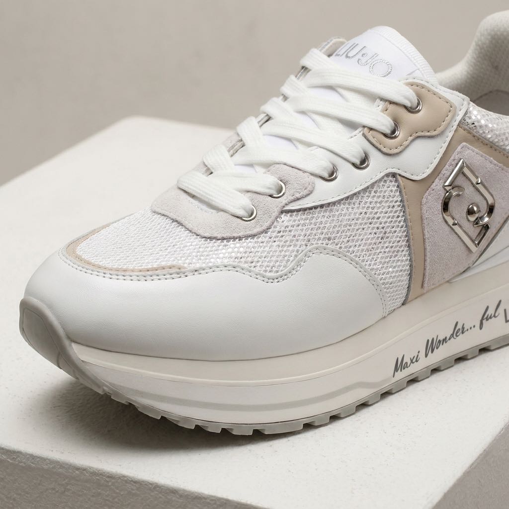 LIU JO Maxi Wonder 01 - Sneakers platform in Pelle Donna bianco Foto 5
