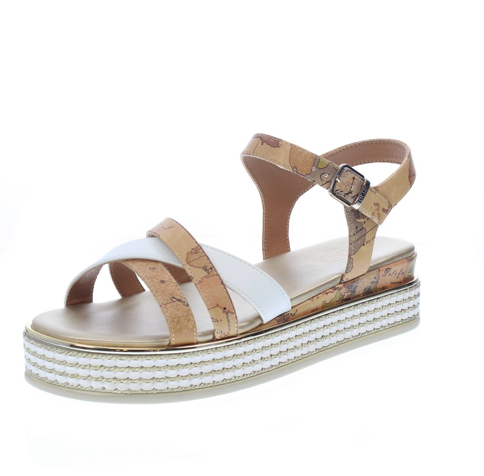 Сандалии от Альвьеро Мартини на платформе Stampa Geo Bianco - Донна Скарпе Сандали