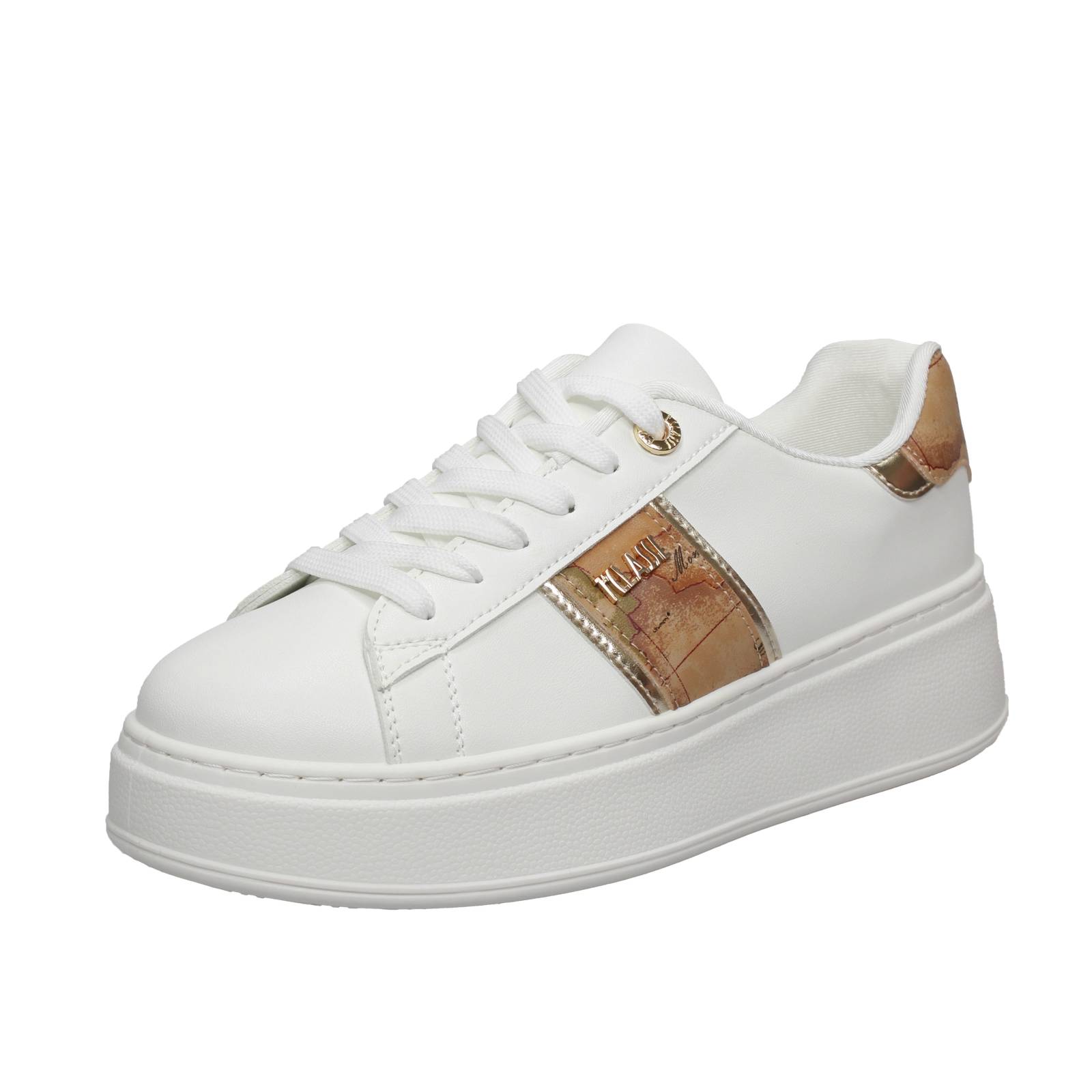 ALVIERO MARTINI Sneakers à plateforme à imprimé géo Femme blanc