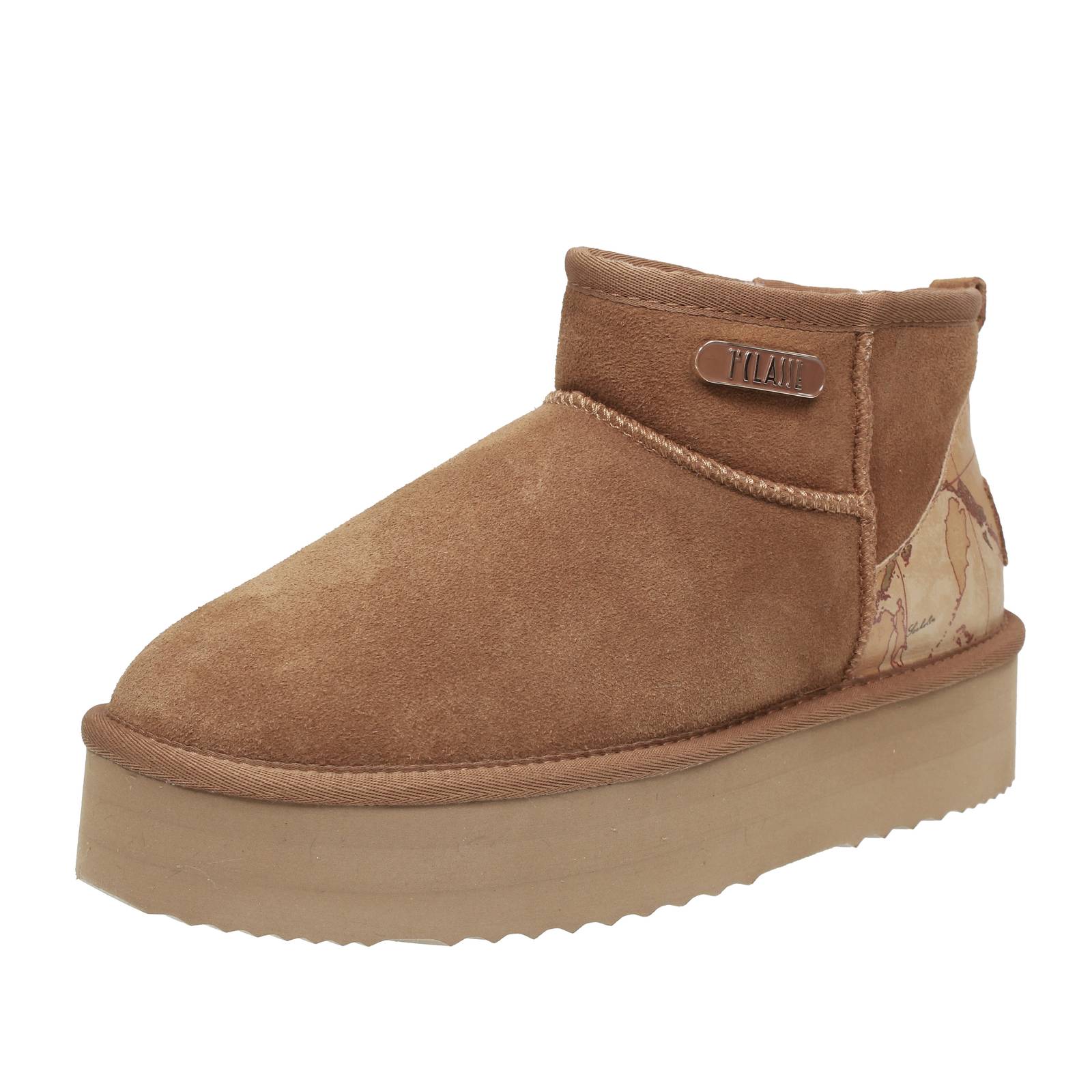 Alviero Martini Wildleder Fell Stiefeletten Sand - Damen Schuhe Stiefeletten