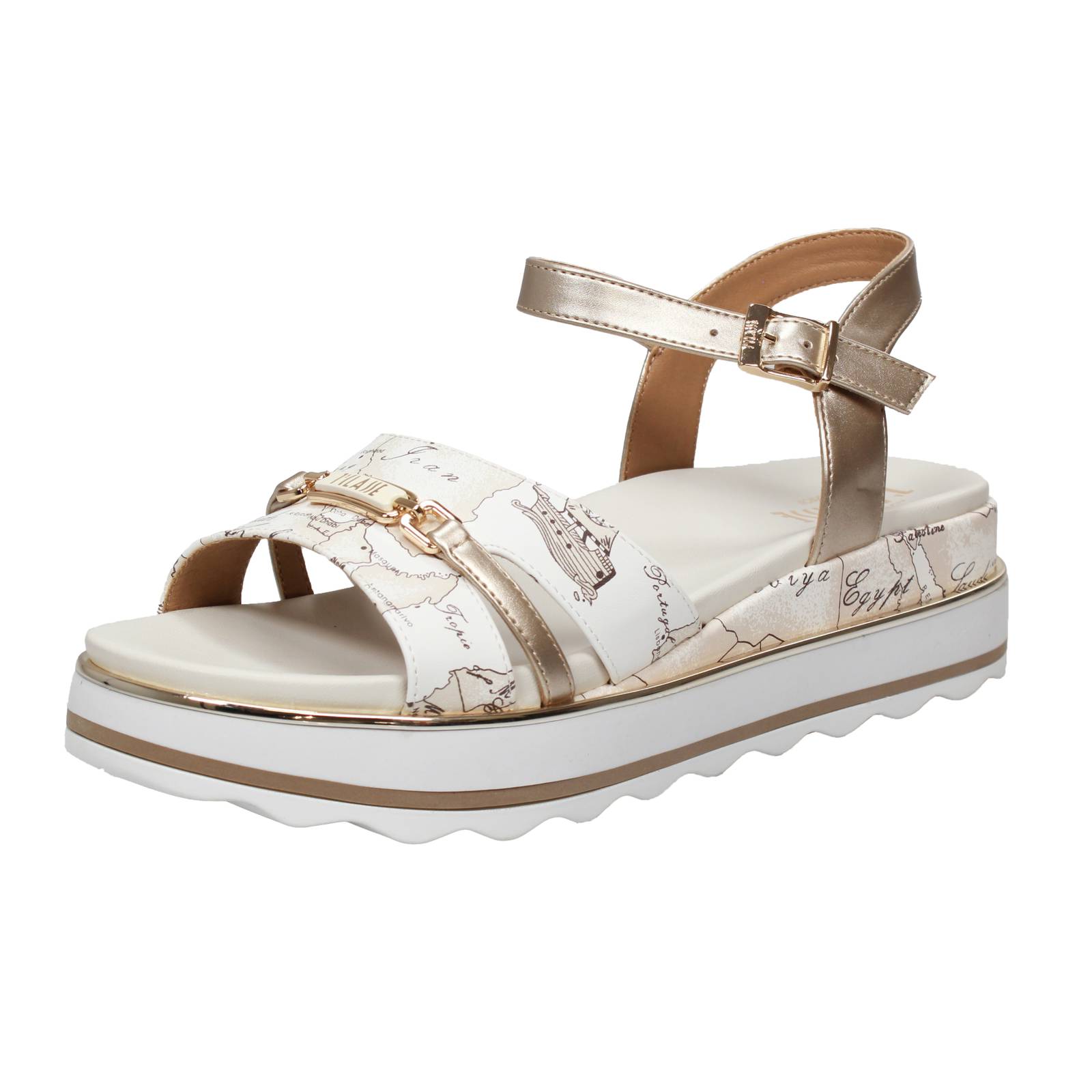 Alviero Martini Plateau Sandalen mit Keilabsatz weiß - Damen Schuhe Sandalen Keilabsatz