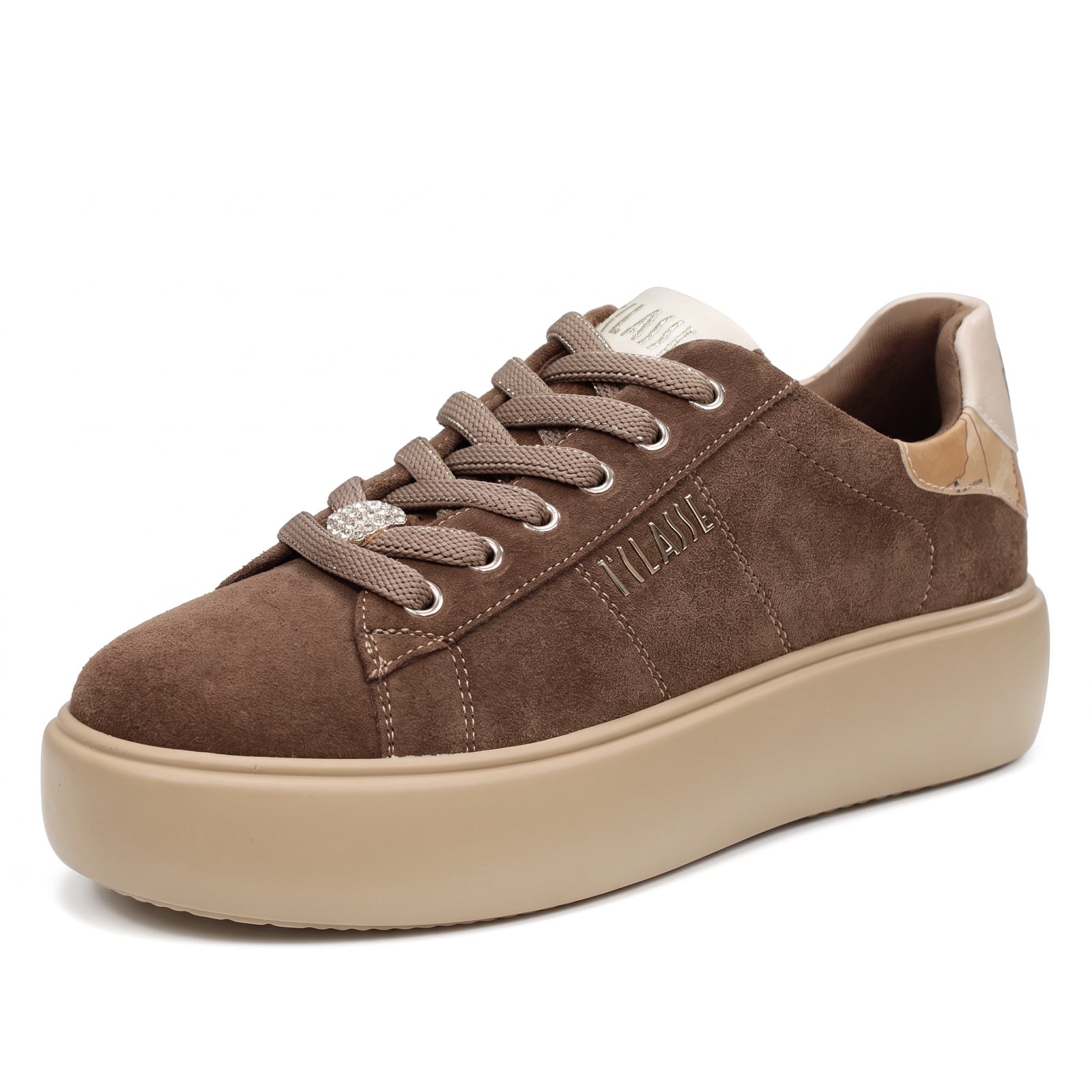ALVIERO MARTINI Sneakers à semelles compensées en daim Femme marron