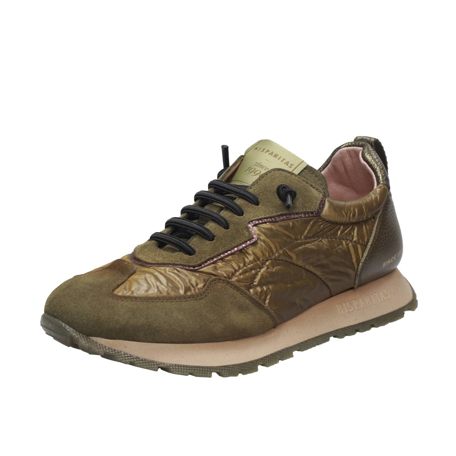 Hispanitas Sneakers Slipper aus Wildleder und grünem Stoff - Damen Schuhe Sneaker