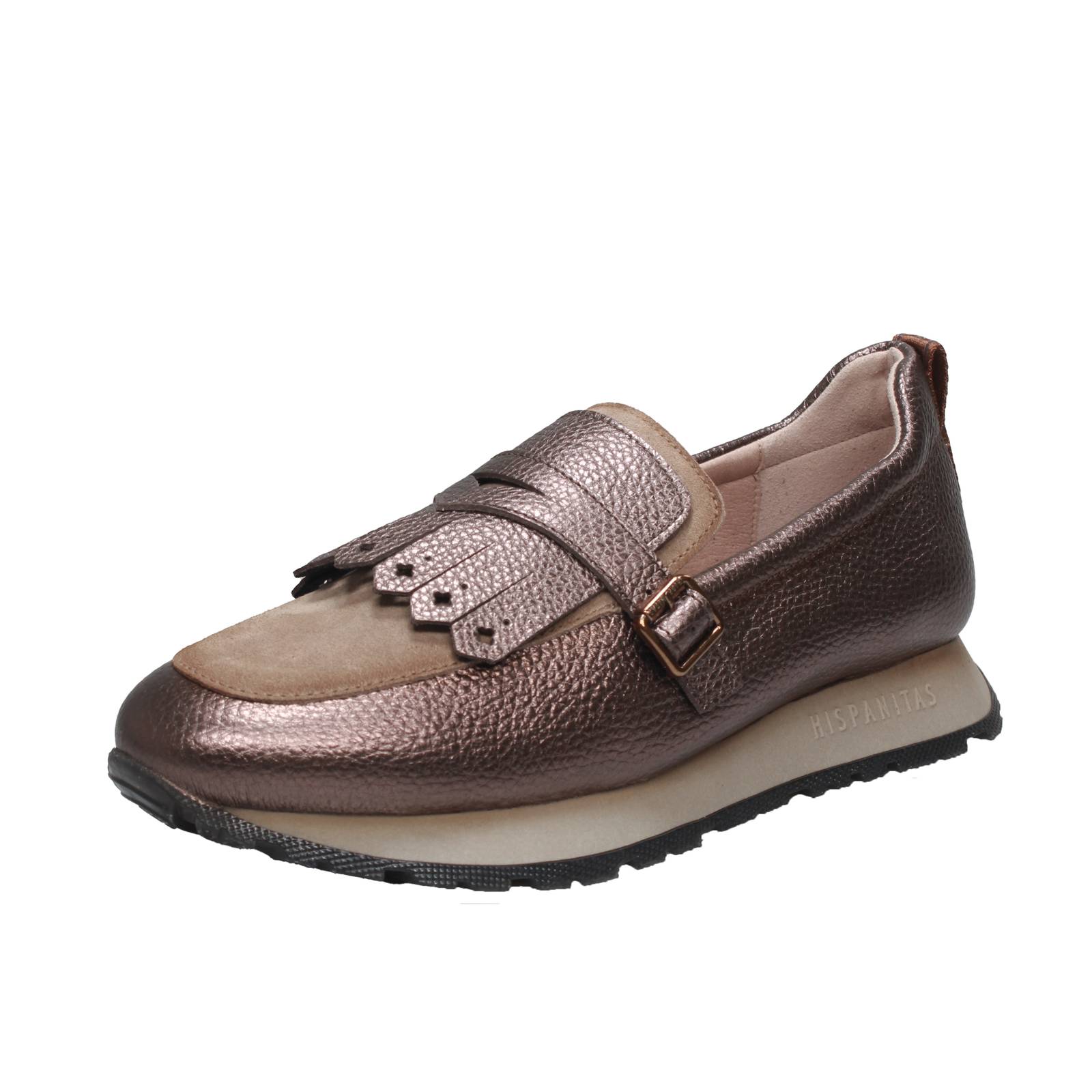 Hispanitas Leder Halbschuhe Sand - Damen Schuhe Halbschuhe und Komfortschuhe