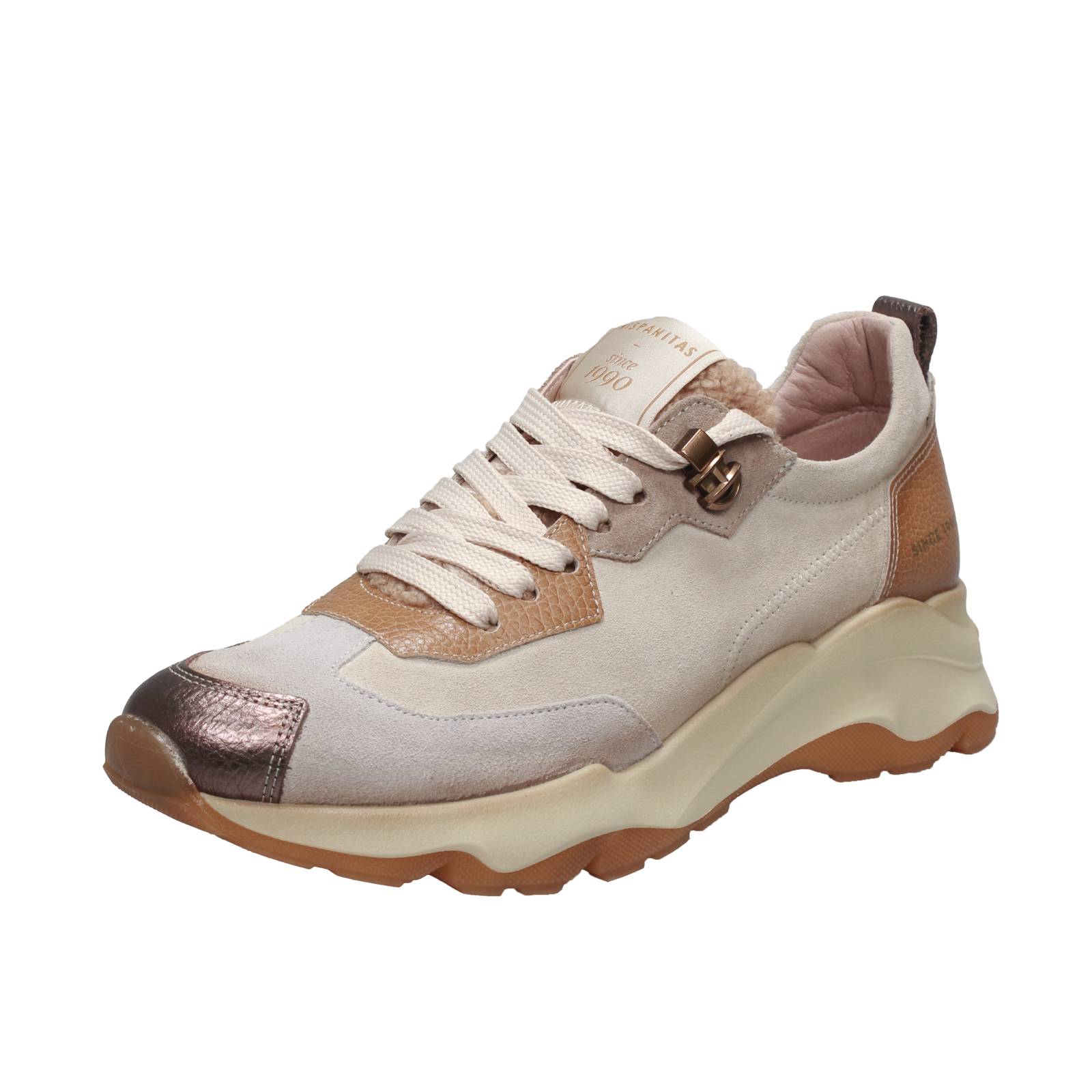Hispanitas Sneaker aus Wildleder und Leder Sand - Damen Schuhe Sneaker