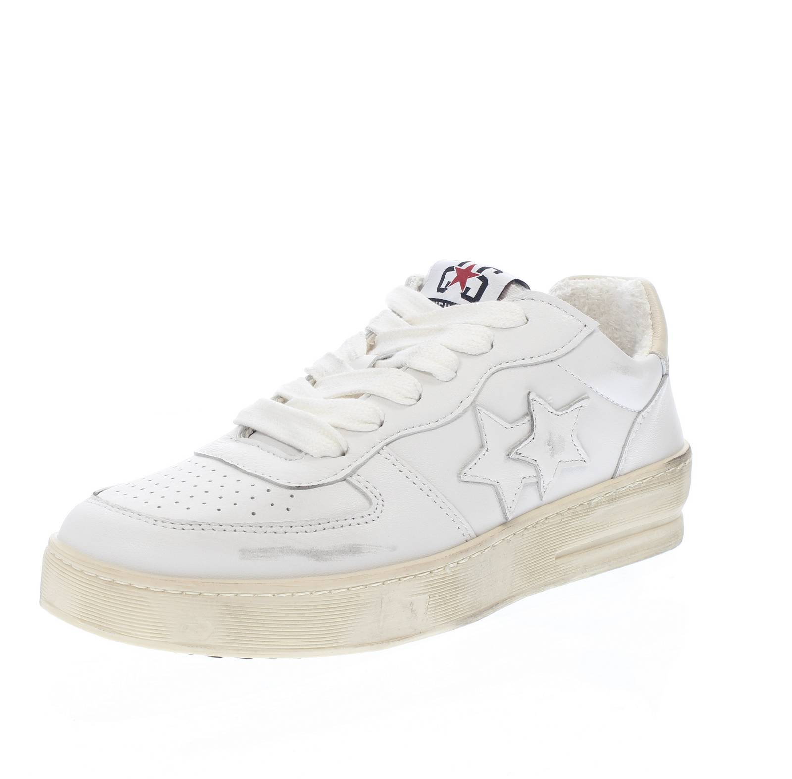 2STAR Padel Star - Plateau-Sneakers aus Leder Damen weiß