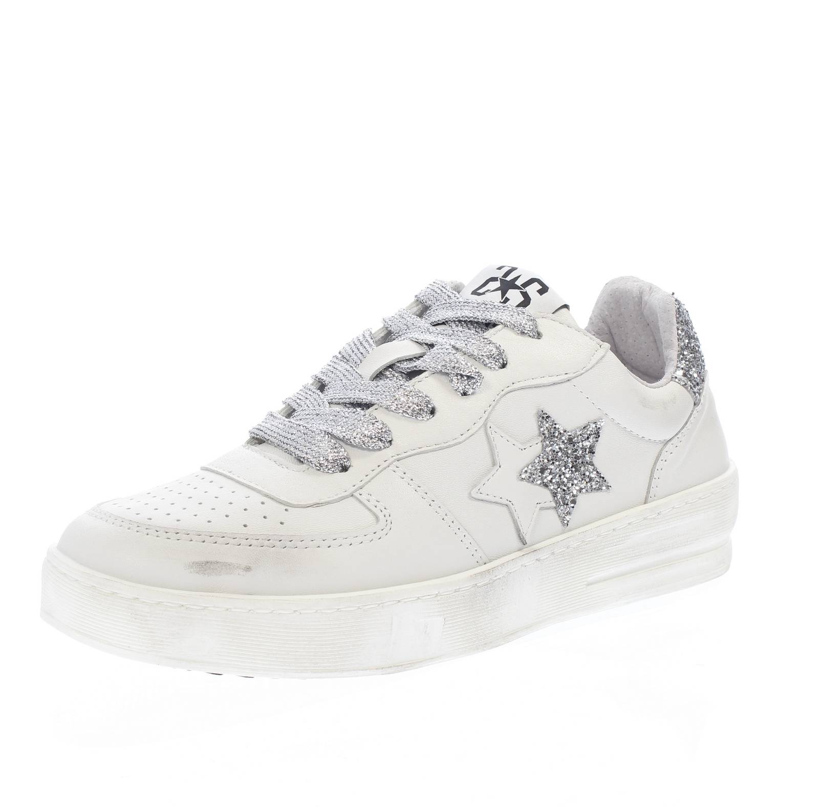 2STAR Padel Star - Plateau-Sneakers aus Leder Damen weiß