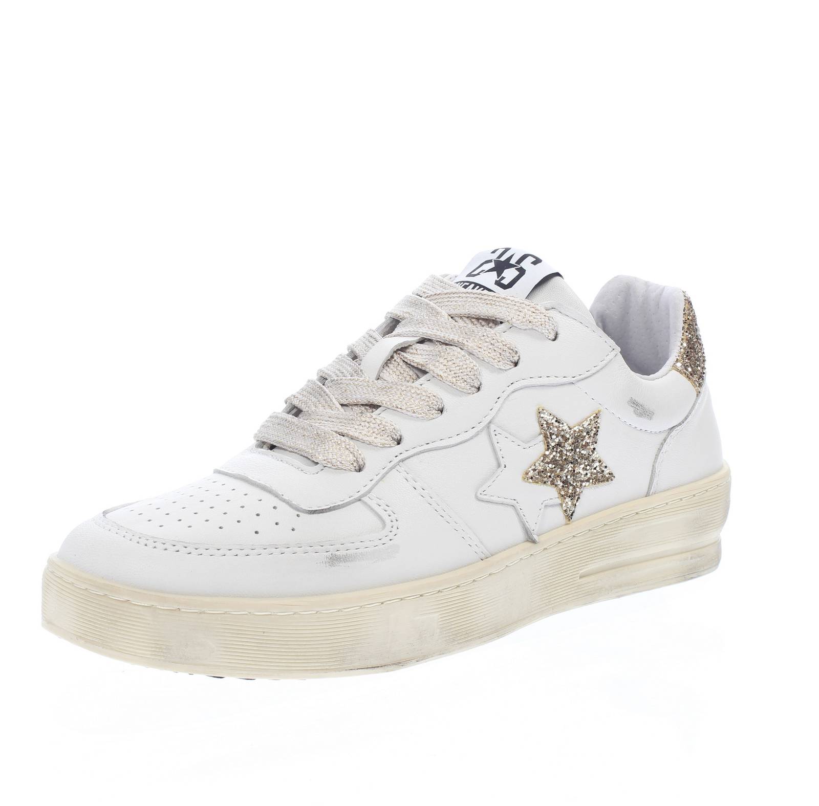 2STAR Padel Star - Plateau-Sneakers aus Leder Damen weiß