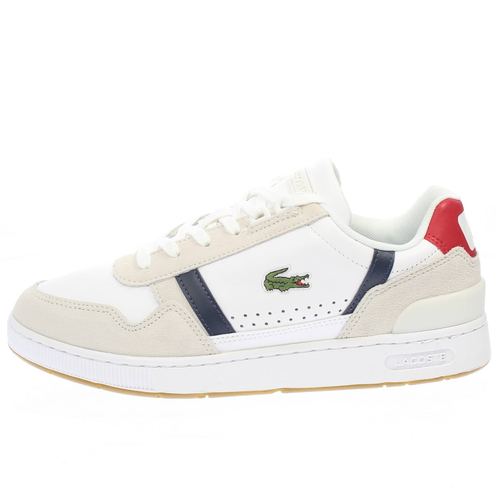 LACOSTE T-clip - Leather and Suede Sneakers Man white Photo 3