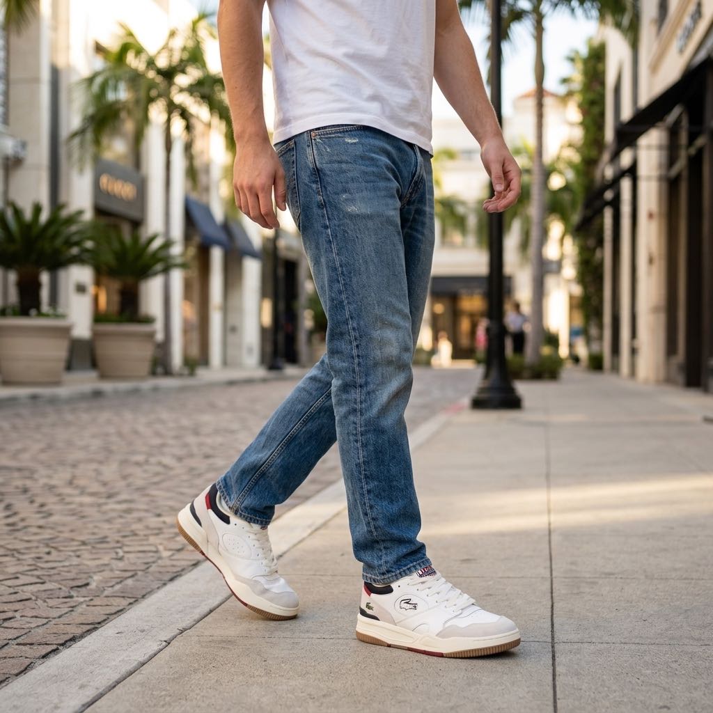 LACOSTE Lineshot  - Sneakers in Pelle Uomo bianco Foto 2