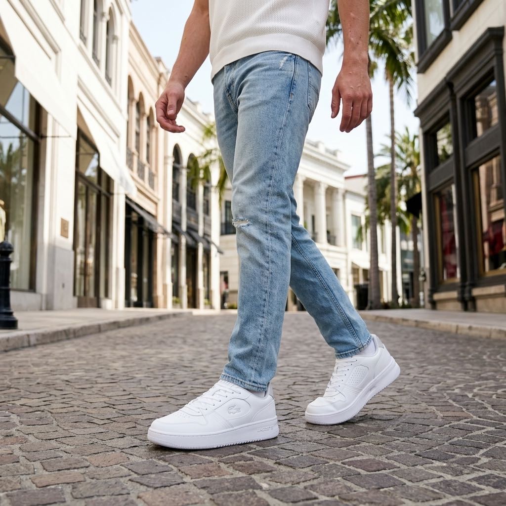 LACOSTE L001 Set - Sneakers in Pelle Uomo bianco Foto 2