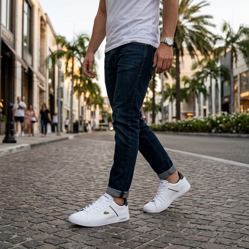 LACOSTE Lite Base - Sneakers basse in Pelle Uomo bianco Foto 2