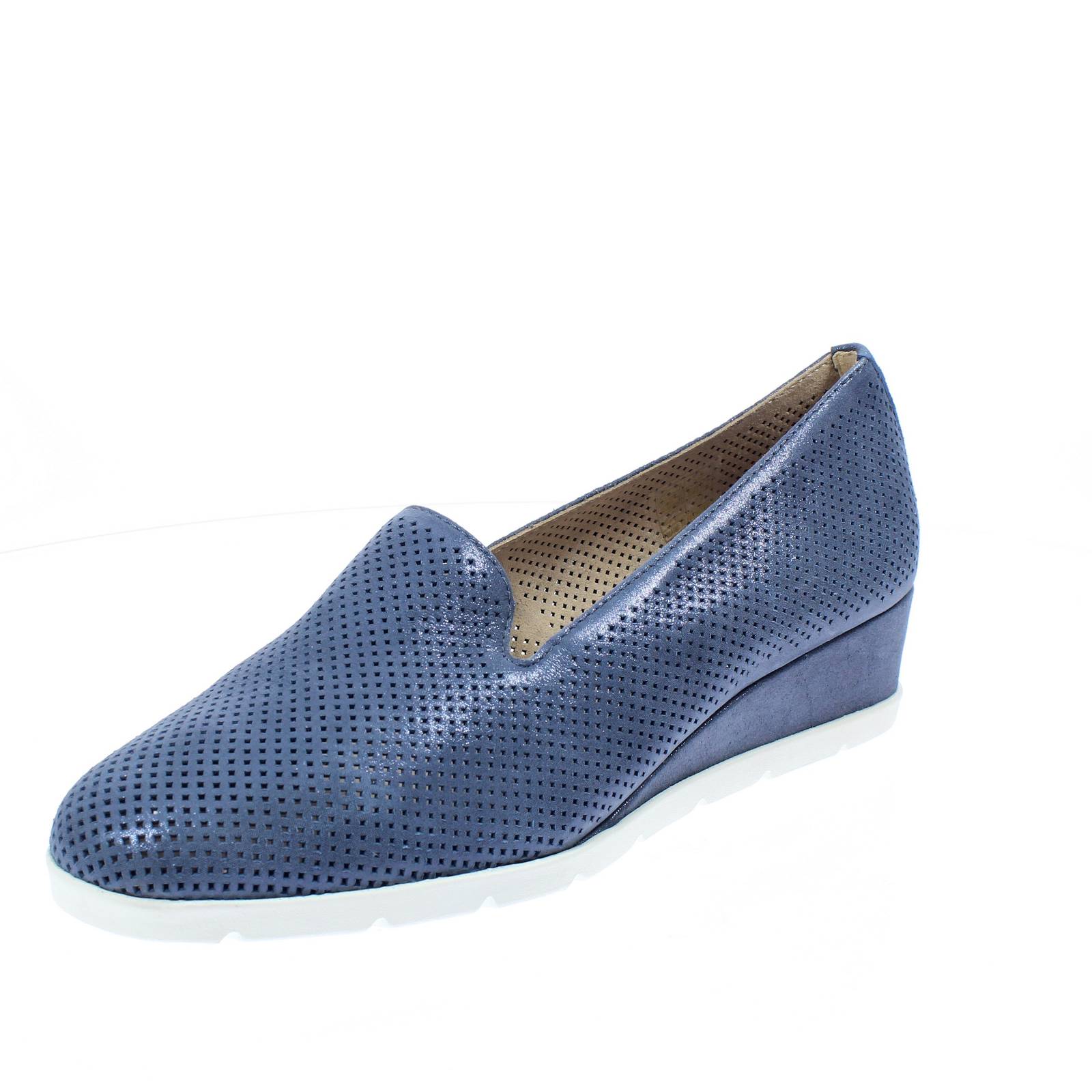 Комфортные мягкие слипоны Cinzia от Pelle Con Zeppa Bassa Blu - Слипоны Donna Scarpe