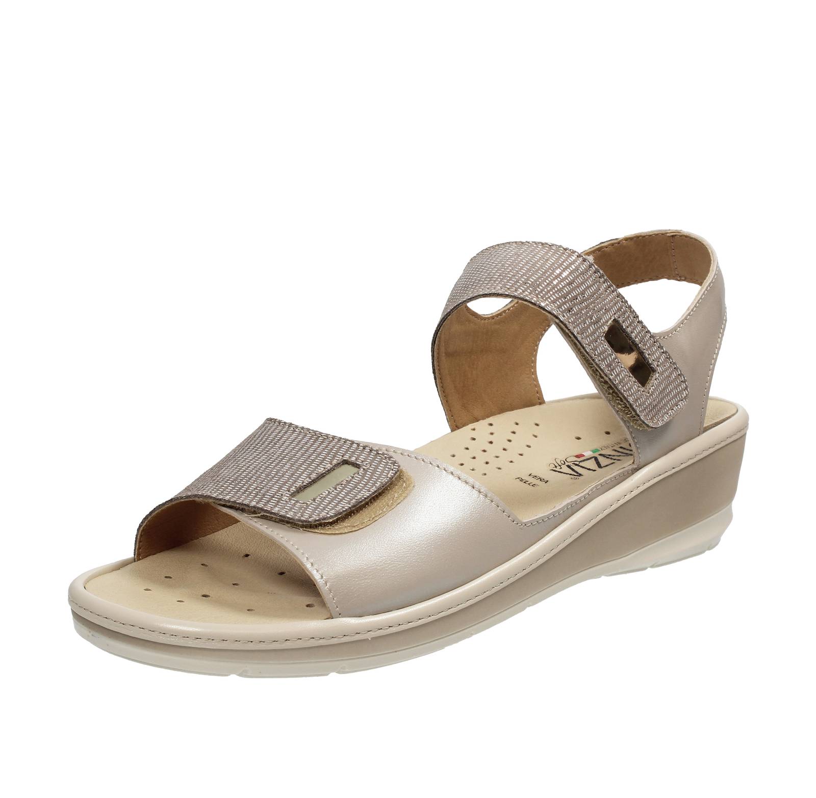 Мягкие сандалии Cinzia в бежевом цвете Pelle Con Zeppetta - Donna Scarpe Sandali Zeppa