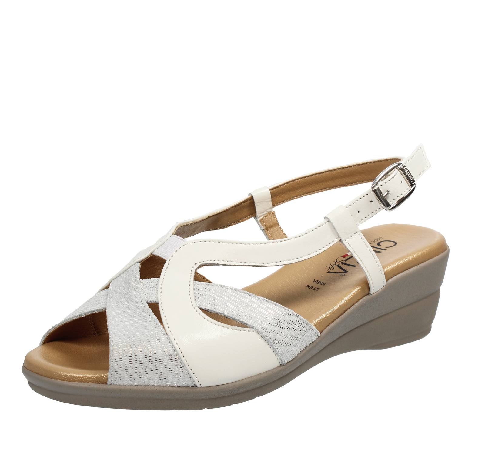 Мягкие сандалии Cinzia в стиле Pelle Con Zeppa Bianco - Donna Scarpe Sandali Zeppa