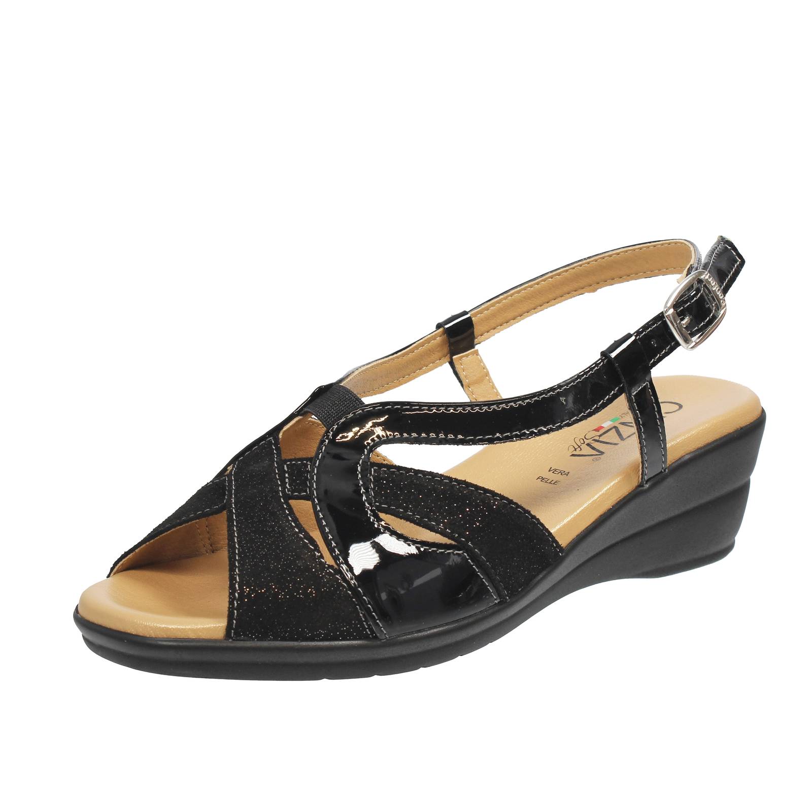 Cinzia Soft Sandali In Pelle Con Zeppa Nero - Donna Scarpe Sandali Zeppa 20090₽