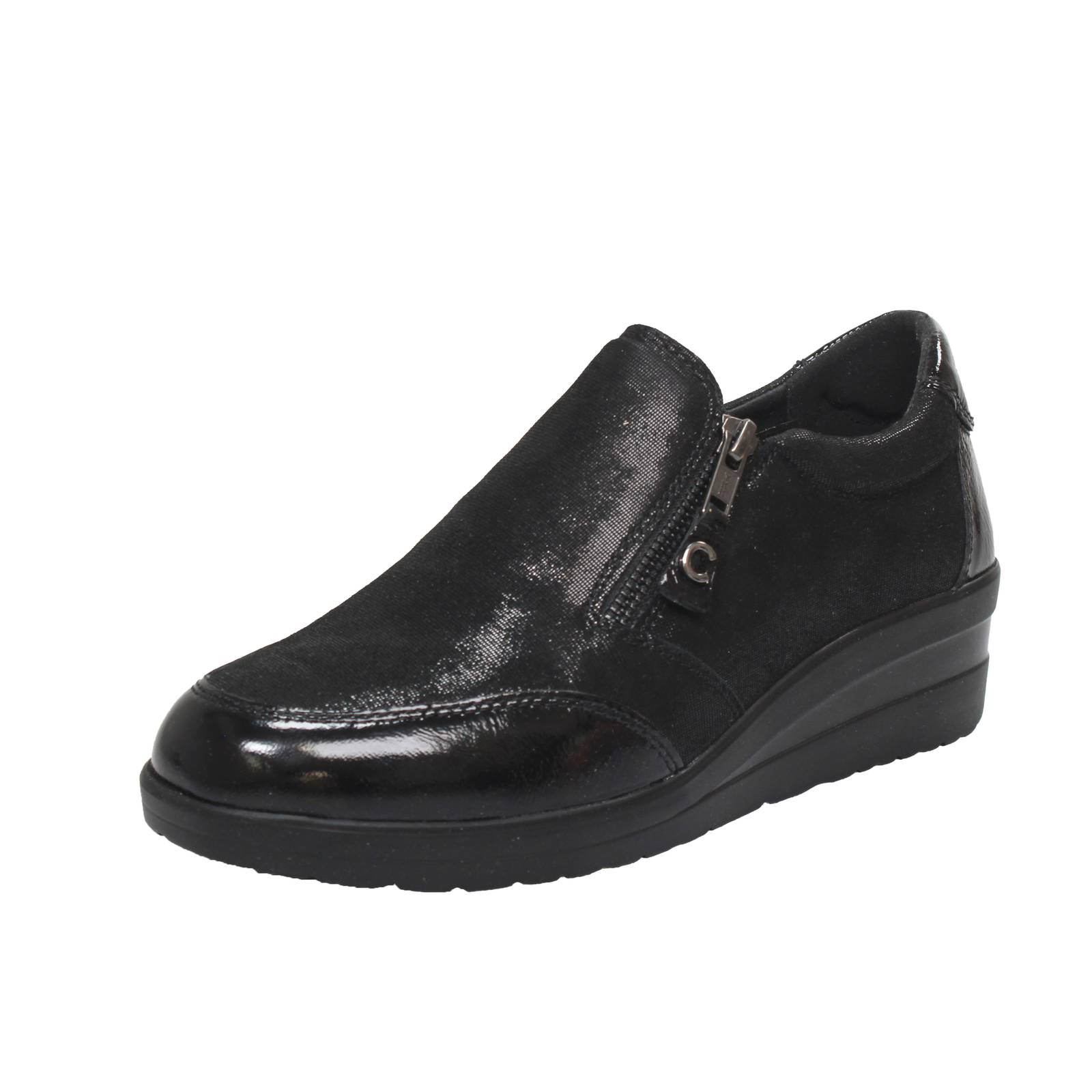 Cinzia Soft Leder Slipper mit Reiverschluss schwarz - Damenschuhe 19390₽