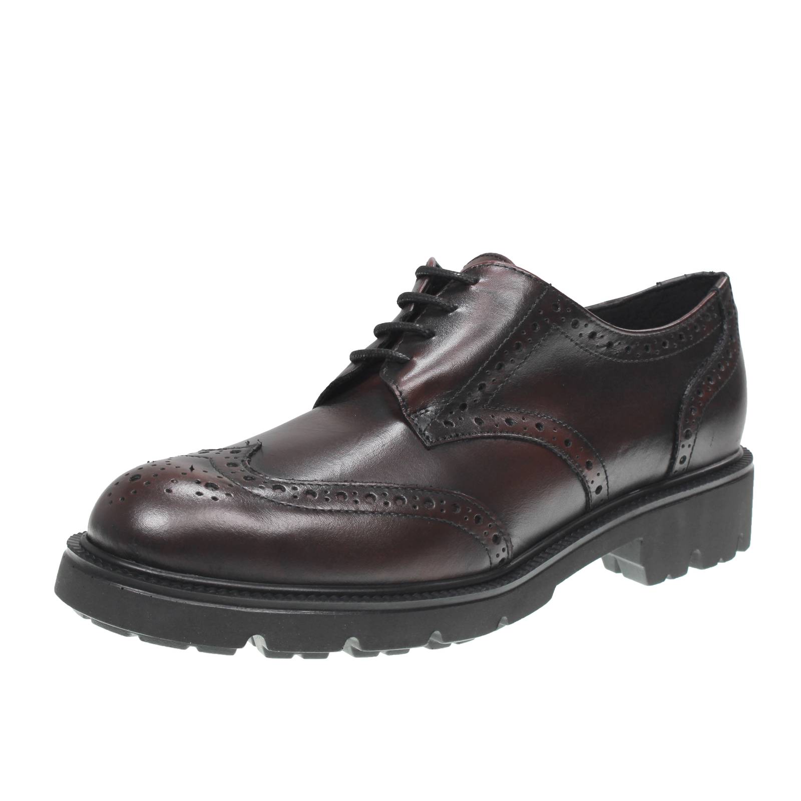 Cinzia Soft Stringate Carrarmato Leder Bordeaux - Damen Schnürschuhe