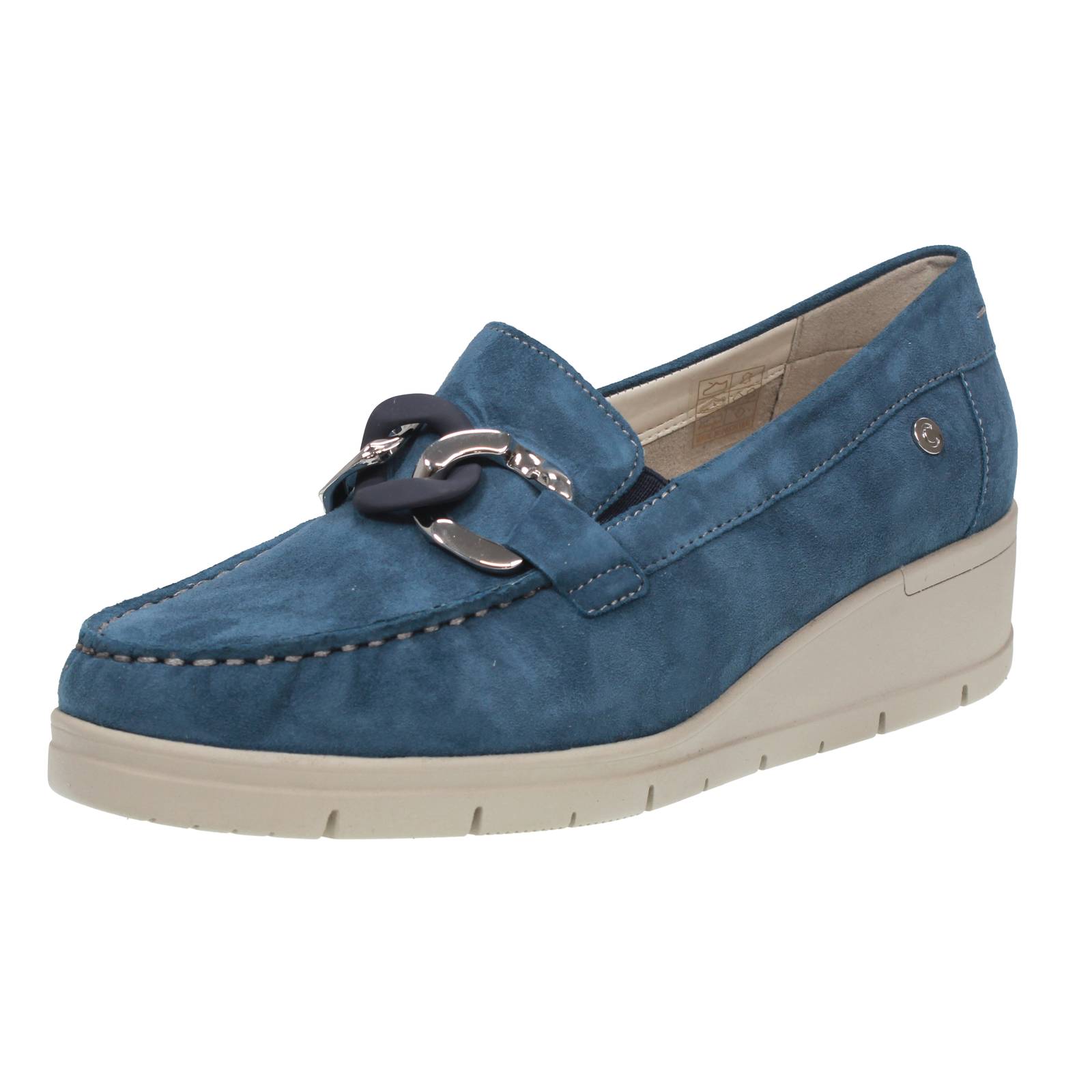 Cinzia Soft Wildleder Halbschuhe   blauem Keilabsatz -
