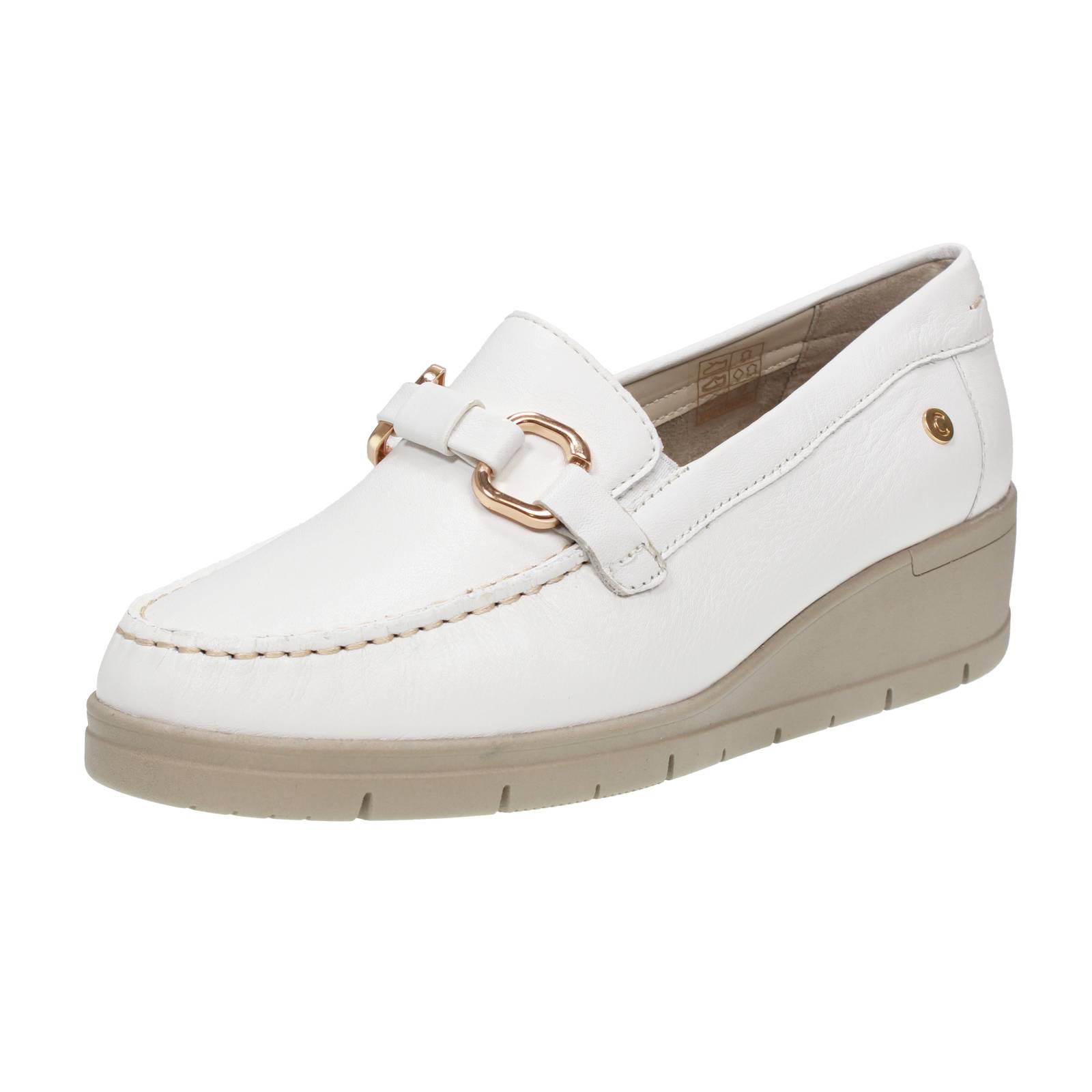 Cinzia Soft Leder Halbschuhe mit weißem Keilabsatz - Damen Schuhe Halbschuhe