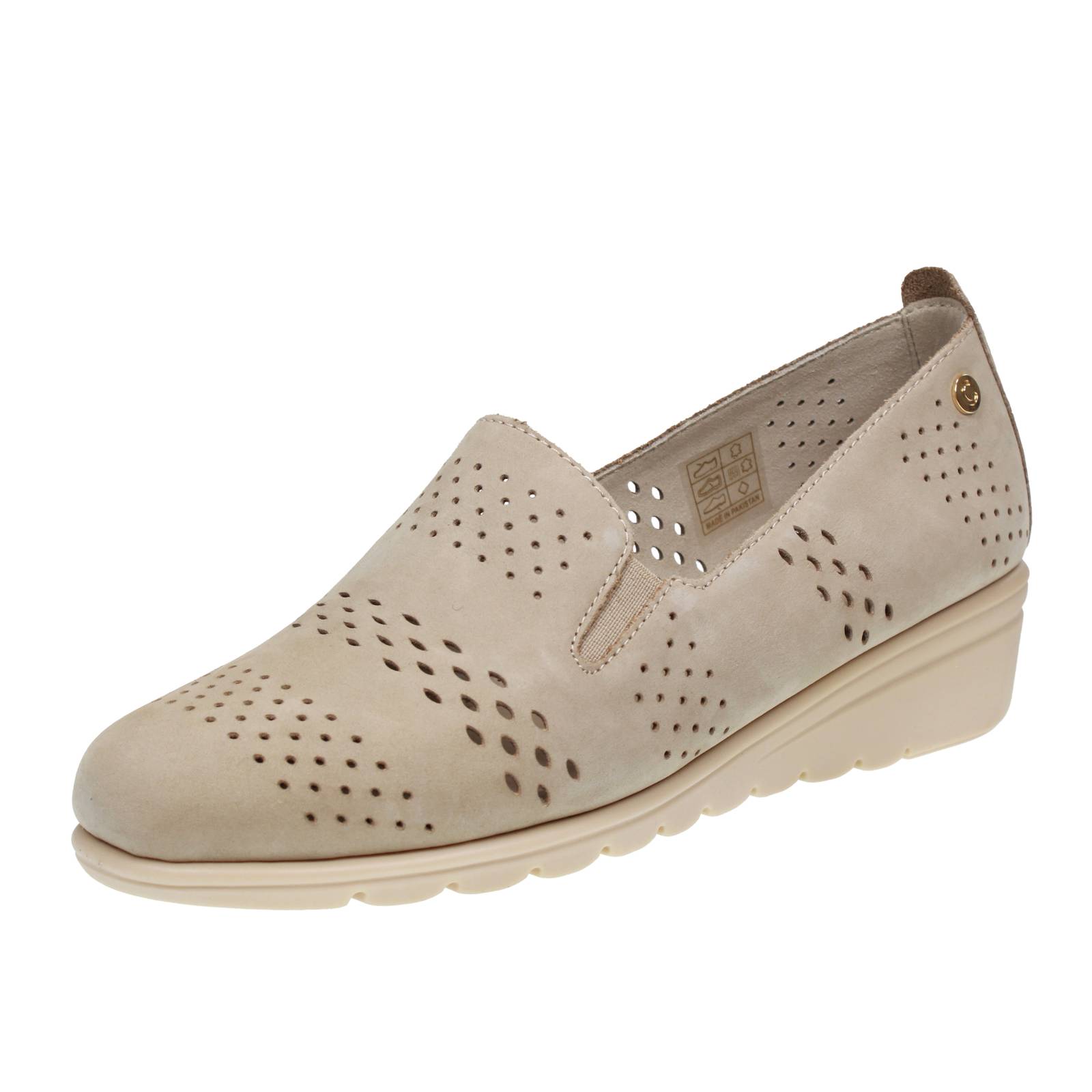 Cinzia Soft Leder Slipper mit Keilabsatz beige - Damen Schuhe Slipper 15490₽