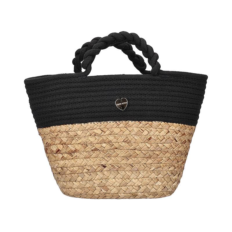 HAT YOU Pochette en forme de panier en corde avec poche amovible Femme noir Photo 1