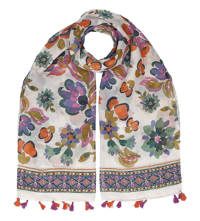 HAT YOU écharpe ethnique à motifs floraux Femme violet